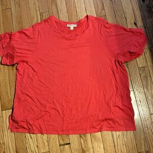 Michael Michael Kors Womens Plus Size Pink T Shirt Ruffle‎ Sleeves Size 3X